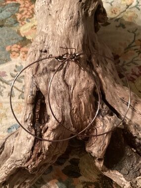 Simple Oxidized Copper Hoop Earrings Hoops 3.25”